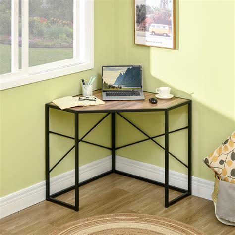 HOMCOM Corner Desk for Small Spaces, Small Computer Desk with Metal ...