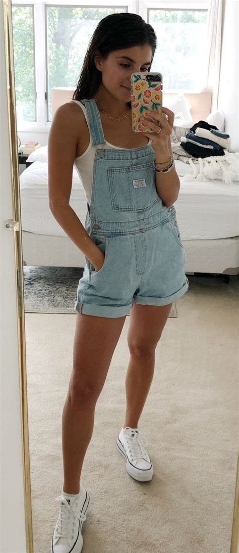 Pinterest Reillyharmon Denim Dungaree Shorts Summer Outfits Cute