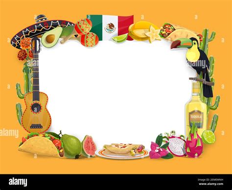 Cinco De Mayo Vector Frame Mexican Holiday Festive Border With Mexico