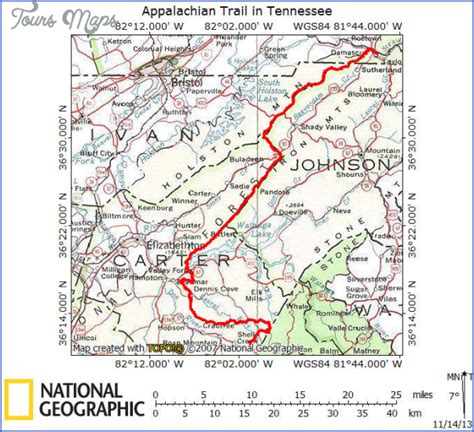 Appalachian Trail Hiking Map - ToursMaps.com