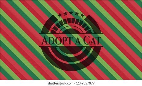 Adopt Cat Christmas Emblem Background Stock Vector Royalty Free