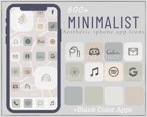 Minimalist Ios App Icons Minimalist Aesthetic Apps Etsy