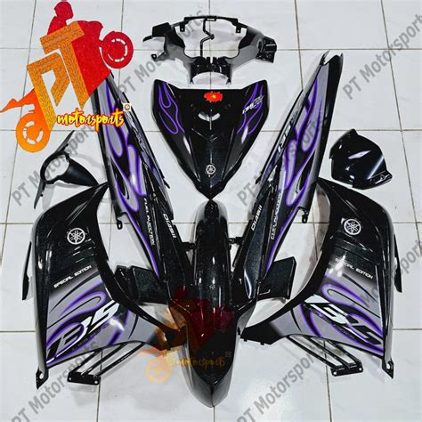 Yamaha Lc 135 Cover Set Black Kilat Api Hitam Merah Grey Purple Sticker