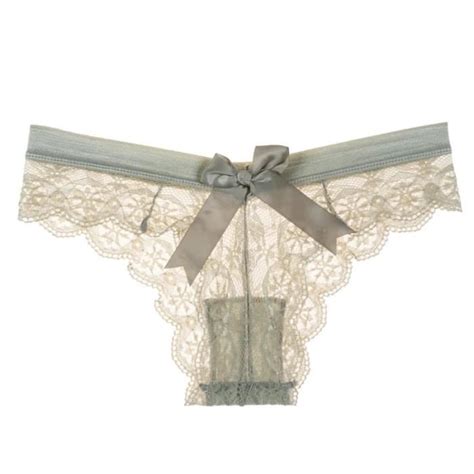 Culotte Sexy Non spécifié Dentelle Transparente Ajourée Lingerie Douce Femme Blanc