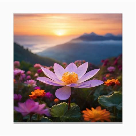 Lotus Flower At Sunrise Canvas Print By Balram Giri Fy