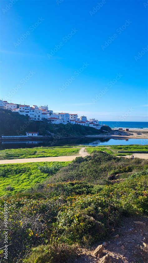 Praia De Odeceixe Mar Beach With Golden Sand Atlantic Ocean River