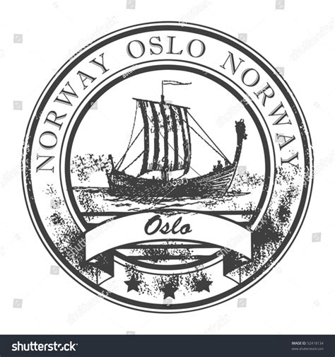 Grunge Rubber Stamp With Viking Ship And The Word Oslo Norway Inside