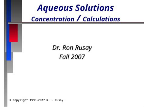 Ppt Aqueous Solutions Concentration Calculations Dokumentips