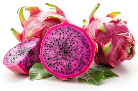 Premium Photo A Dragon Fruit Cut In Half On A White Background