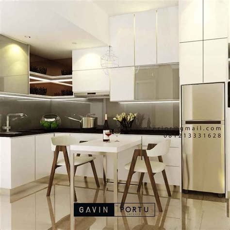 Kitchen Set Minimalis Finishing HPL Warna Putih Glossy D4514T Gavin