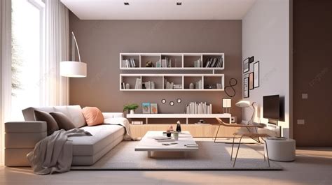 Desain Interior Kontemporer D Render Ruang Tamu Sofa Interior