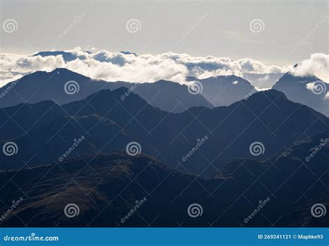 Alpine Mountain Silhouette Layers Nature Landscape Panorama From