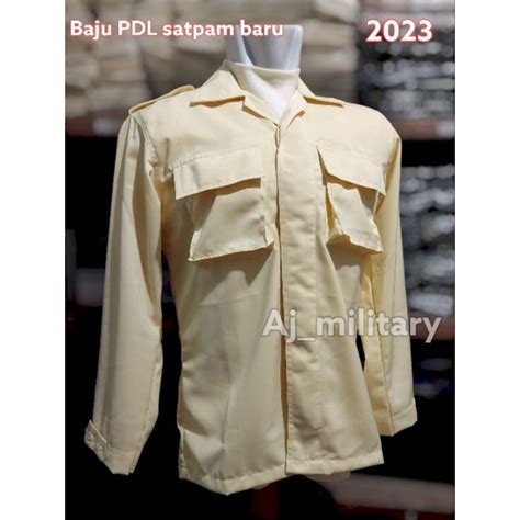 Jual Baju Kemeja Pdl Satpam Cream Krem Baru Bahan Twist Halus Shopee