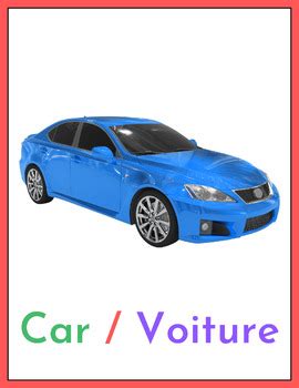 Bilingual English French Transportation Vocabulary Flashcards With