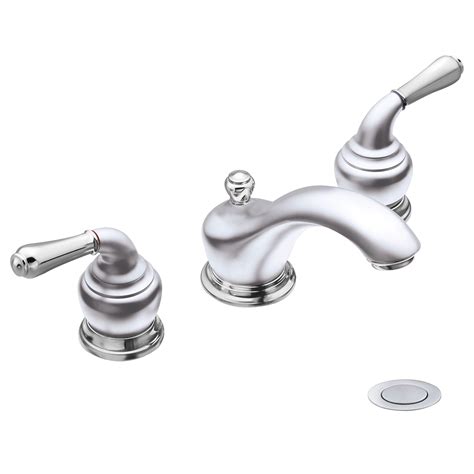 Monticello Chrome two-handle low arc bathroom faucet – Moen