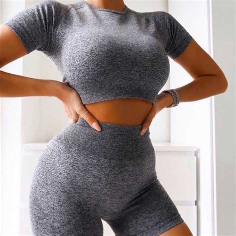 Skinny Jogging Short Set Crop Top And Shorts Tracksuit Women Activewear Sportswear