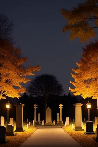 Premium Photo Halloween Spooky Night Graveyard Scene With Bats And