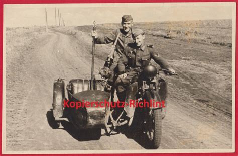 Wehrmacht Soldaten Fernmelder Motorrad Beiwagen Krad Ausrüstung