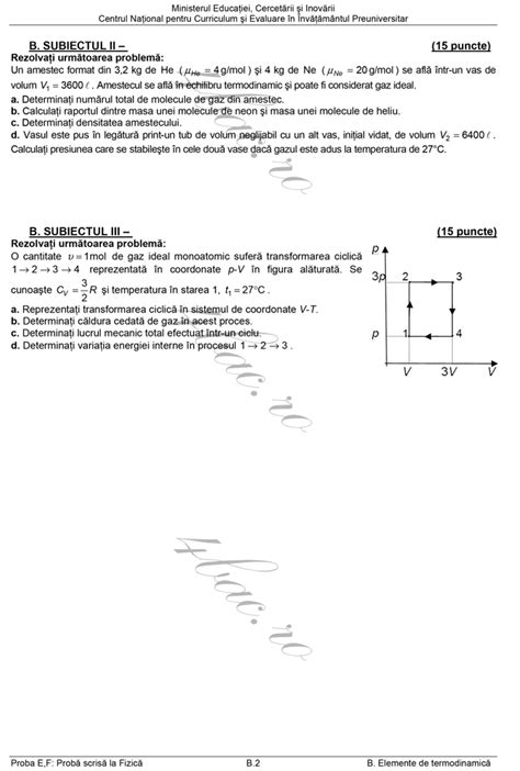 Variante Bac Fizica Termodinamica Subiectul Rezolvari Pdf