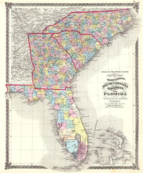 Map Of Florida Georgia And South Carolina – Map Vector