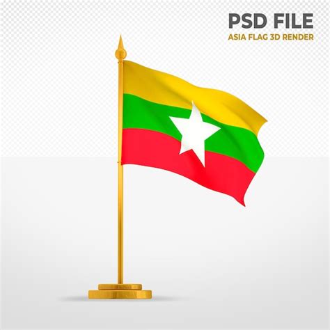 Premium PSD Myanmar Flag 3d Style