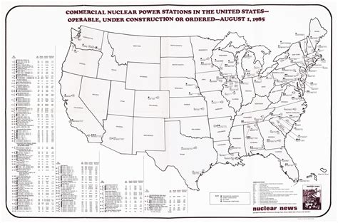 Map Of United States Nuclear Power Plants In 1985 Rare And Antique Maps