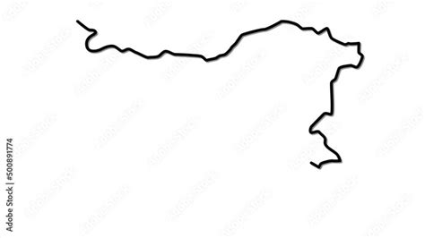 Bulgaria - country map outline self drawing animation. Line art. White ...