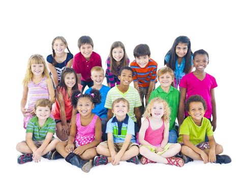 Group Of Diverse Children On White Background Stock Image Image Of