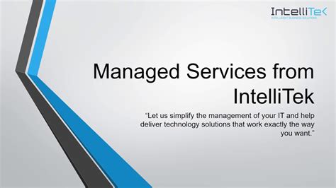 Managed It Service Offerings From Intellitek Youtube