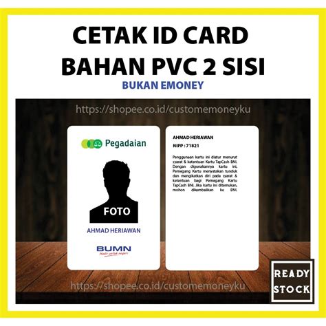 Jual Custom Kartu Bahan Pvc Id Card Pegadaian Kartu Pegawai Sisi