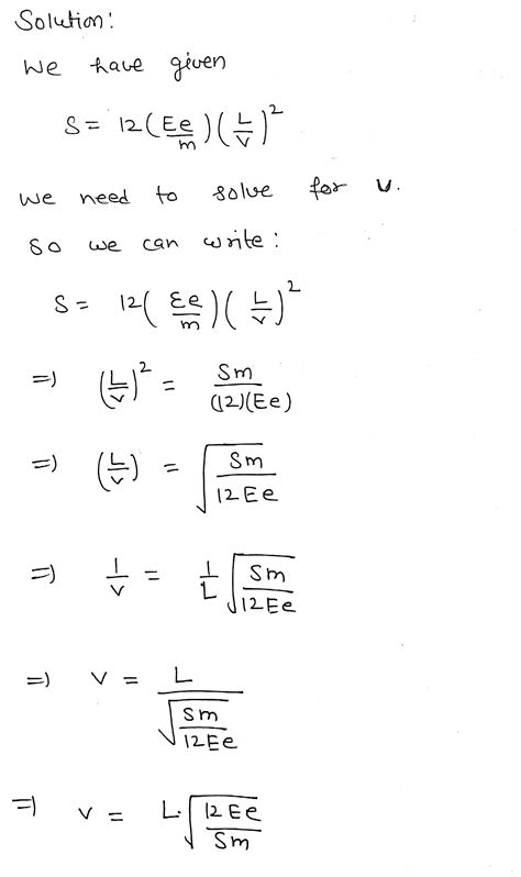 [solved] Rearrange S 12 Ee M L V 2 To Make V The Subject Of The