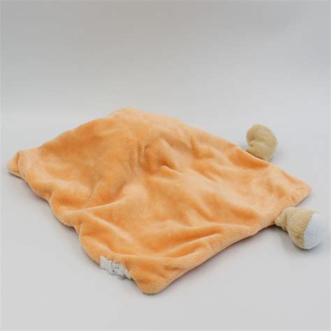 Doudou plat éléphant orange jaune MOTS D ENFANTS