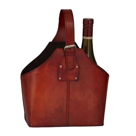 Litton Lane 2 Bottle Red Leather Modern Wine Holder 041343 The Home Depot