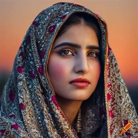 A Beautiful Kashmiri Girl Hazel Eye Detailed Hair Photorealistic