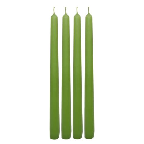 4 Pack Green Unscented Overdip Taper Candles 10