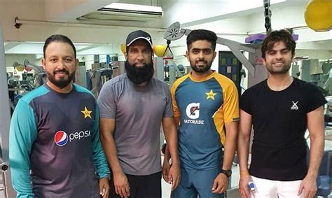 Babar Azam And Ahmad Shahzad With NCA Coach Atiq Uz Zaman And Mohammad