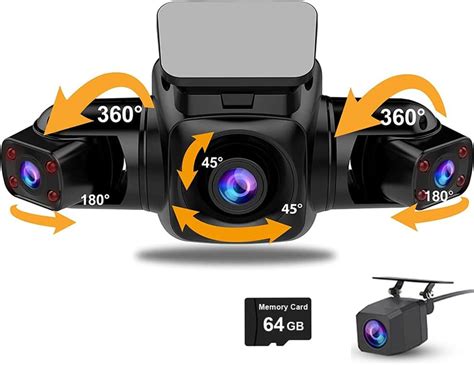 XRC TECH 4CHs Dash Cam For Cars Panorâmica 360 Graus Frontal Interior