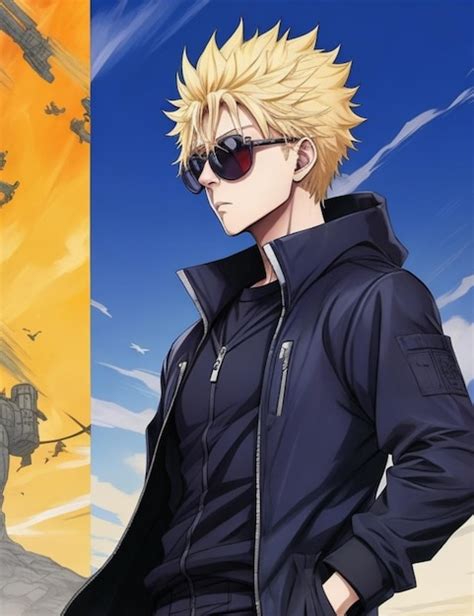 Premium Photo Anime Beautiful Boy Character Blonde Hair Wearing Black Sunglass