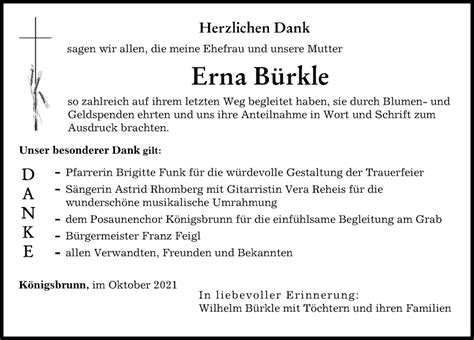 Traueranzeigen Von Erna B Rkle Augsburger Allgemeine Zeitung