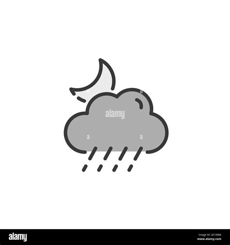 Sleet Cloud And Moon Filled Color Icon Isolated Weather Vector