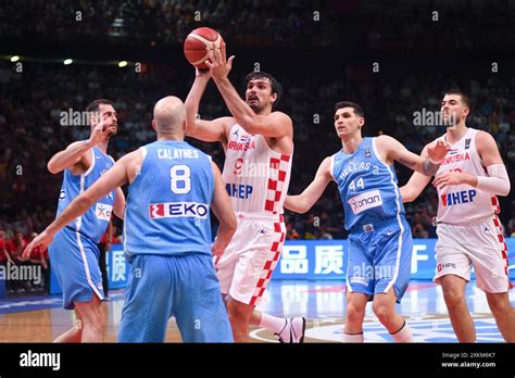 Dario Saric (Croatia) against Greece. FIBA Olympic Qualifying ...
