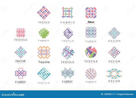 Textile Fabric Decor Logo Design Set Tailor Shop Sewing Tailoring