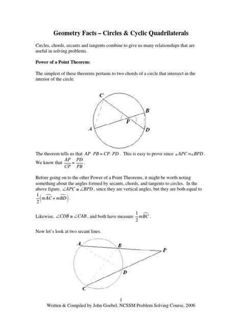 Cyclic Quadrilateral Notes Examplespdf Euclidean Geometry