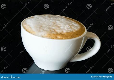 Cup Cappuccino On The Black Stock Photo Image Of White Cafe 2979578