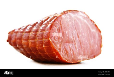 Piece Of Smoked Ham Isolated On White Background Meatworks Product