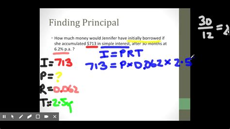 Simple Interest Finding Principal Youtube