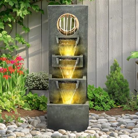 Amazon Ocean Wave Water Fountain With LED Light Fiberglass Resin