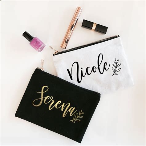 Personalized Custom Name Canvas Cosmetic Bag In 2022 Bridesmaid