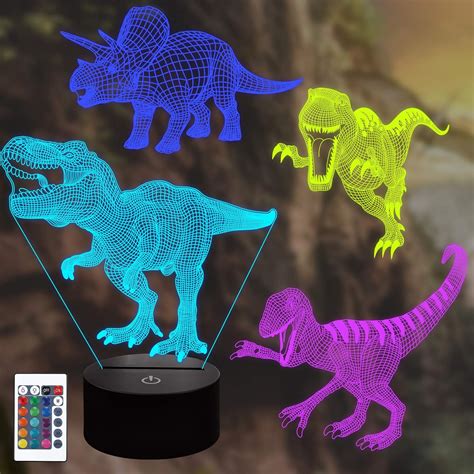 CooPark Dinosaurier Geschenke T Rex 3D Nachtlicht Illusion Lampe 4