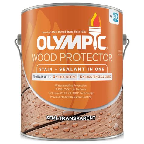 Olympic Wood Protector Semi Transparent Wood Stain Light Oak 1 Gallon